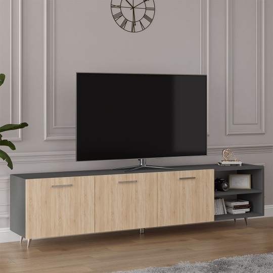 TV Unit Dark Grey & Yıldız Sonoma T-24