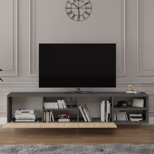 TV Unit Dark Grey & Yıldız Sonoma T-24