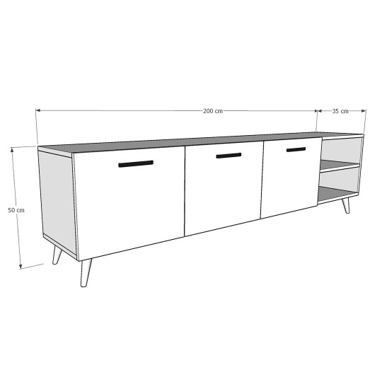 TV Unit Dark Grey & Yıldız Sonoma T-24